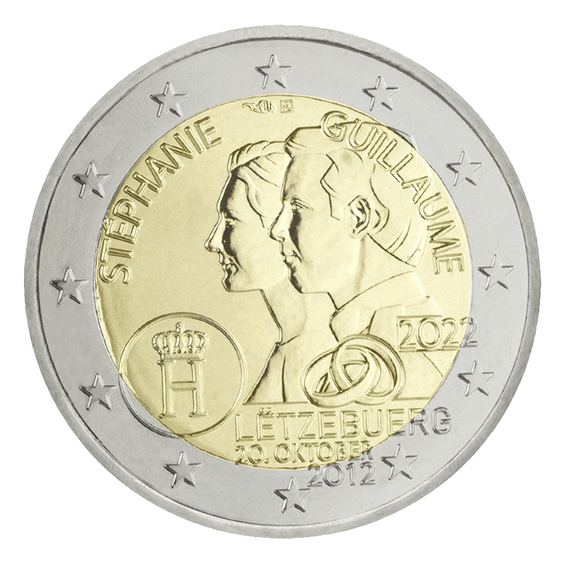 2 Euro gedenkmünze Hochzeit von Stéphanie und Guillaume - Luxemburg - 2022