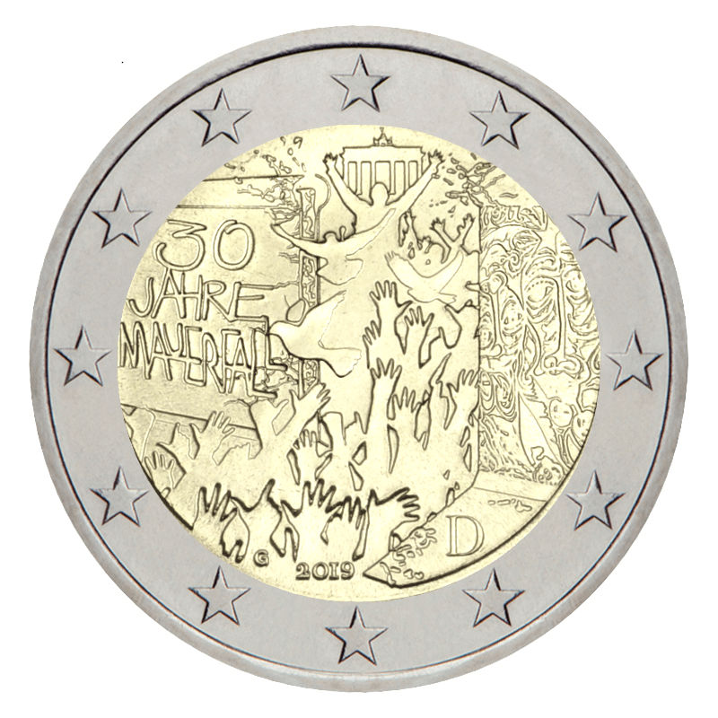 2 Euro gedenkmünze Fall der Berliner Mauer - Deutschland - 2019