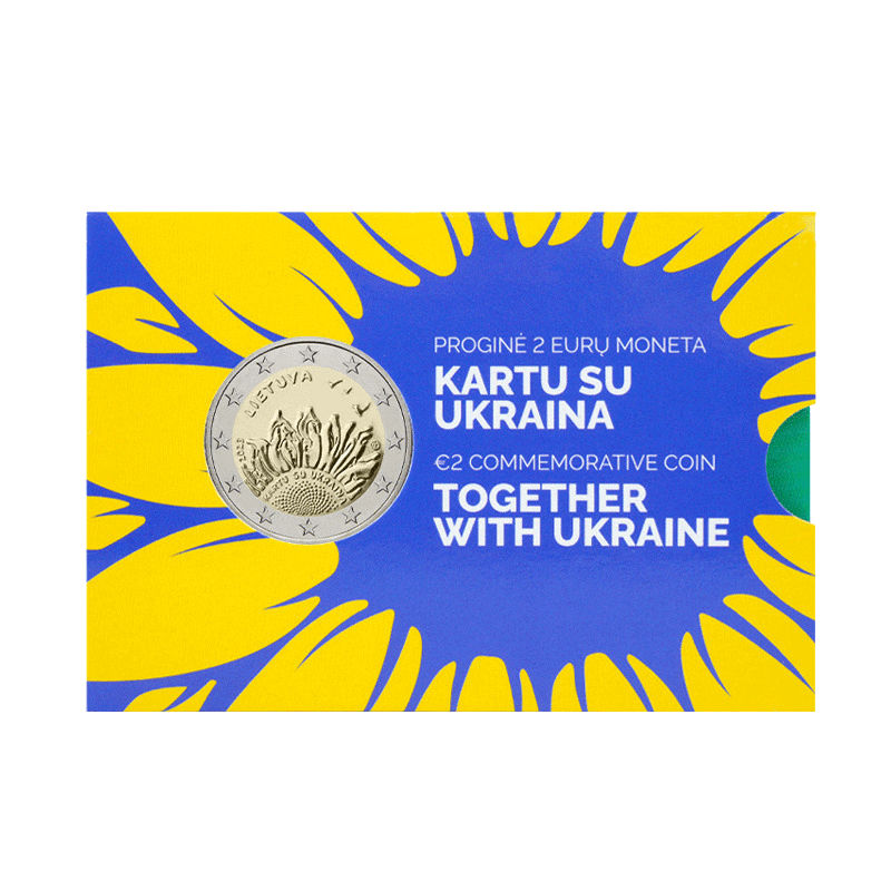 2 euros ensemble avec l'Ukraine (avec carte plastifiée) Lituanie - 2023